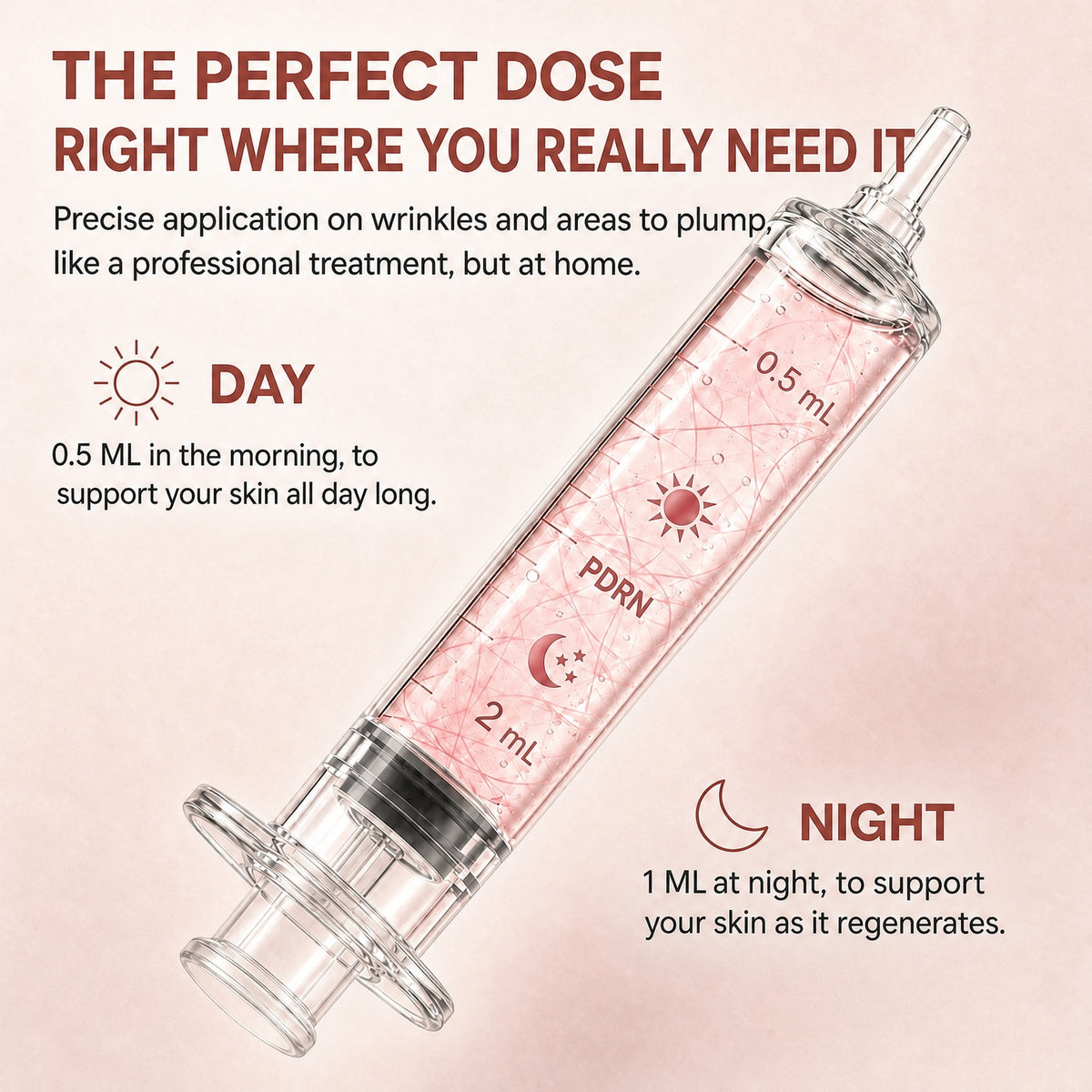 Perfect dose: 0.5 ML in the morning, 1 ML at night