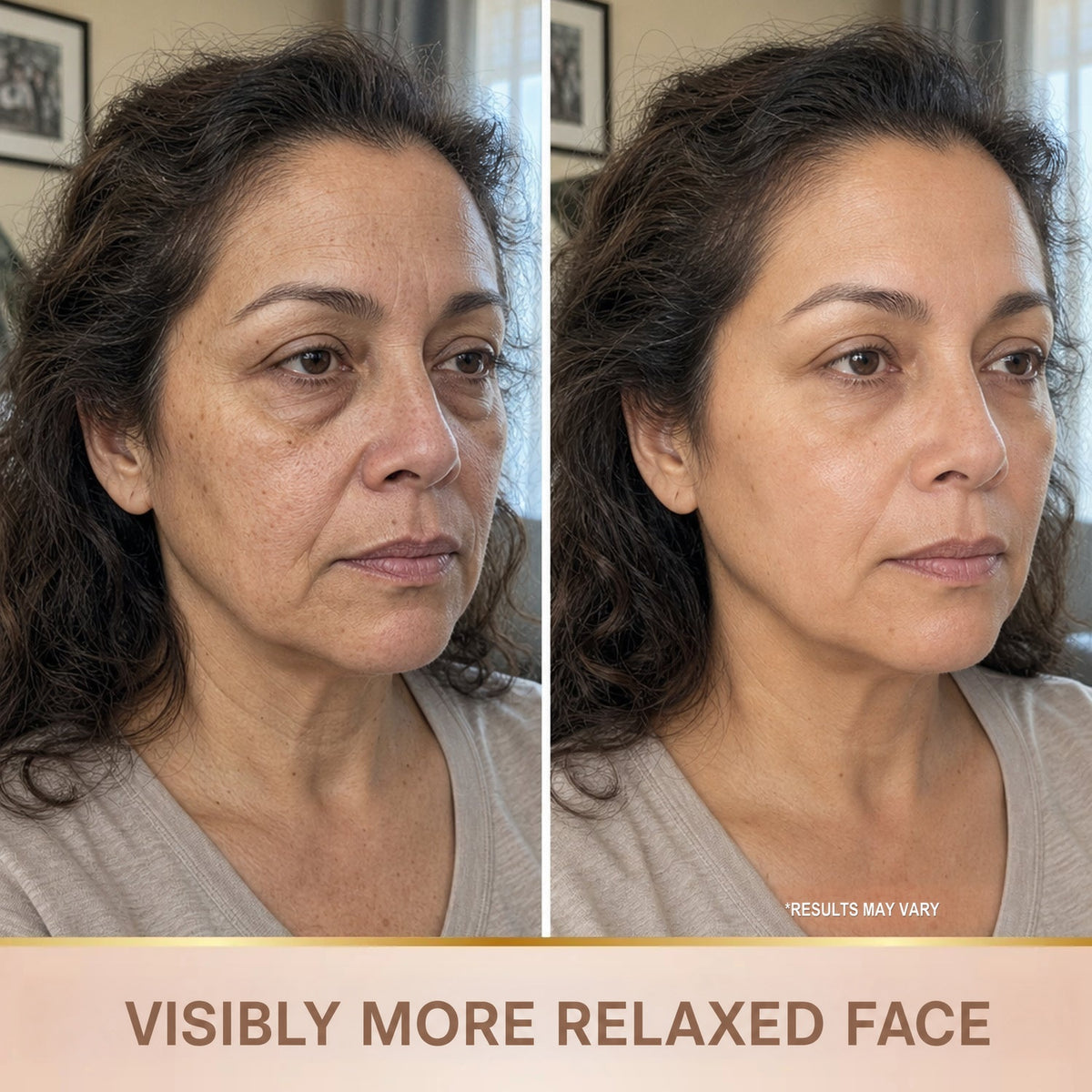 Visibly more rested face - before and after